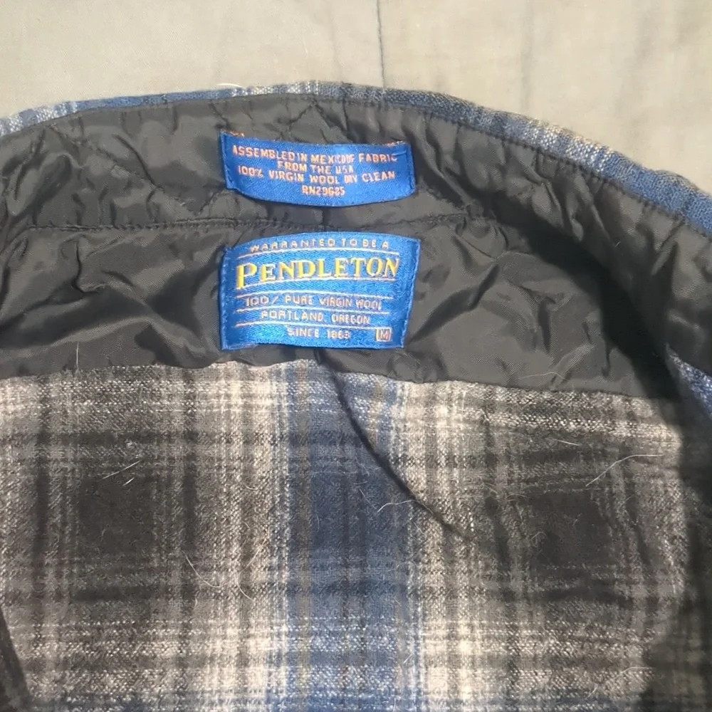 Pendleton Wool Blue and Black Casual Button Down Shirt with Plaid Design - Picture 2 of 6